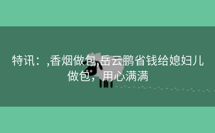 特讯：,香烟做包,岳云鹏省钱给媳妇儿做包，用心满满