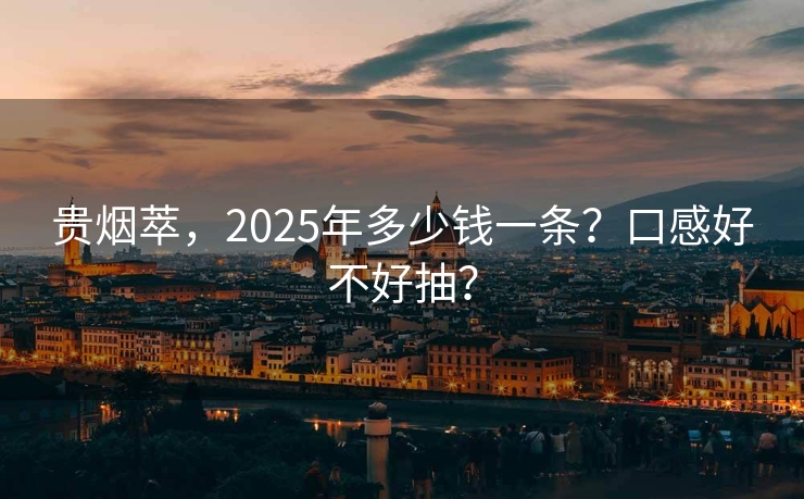 贵烟萃，2025年多少钱一条？口感好不好抽？